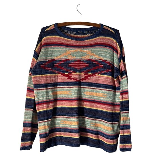 Polo Ralph Lauren Multicolor Southwestern Aztec Pullover Sweater Womens Size S - Picture 1 of 6